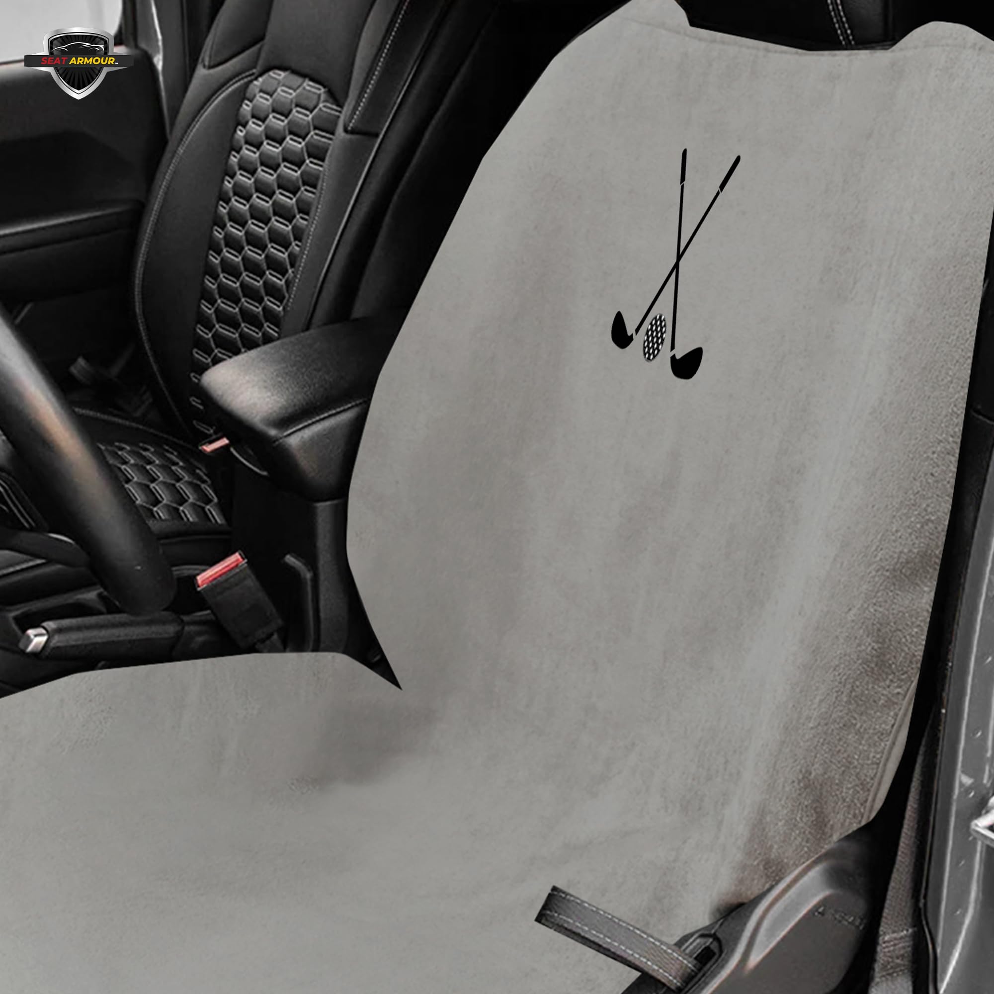 Clubs & Ball Logo Seat Towel/Cover – Soft, Absorbent & Machine Washable – Gray